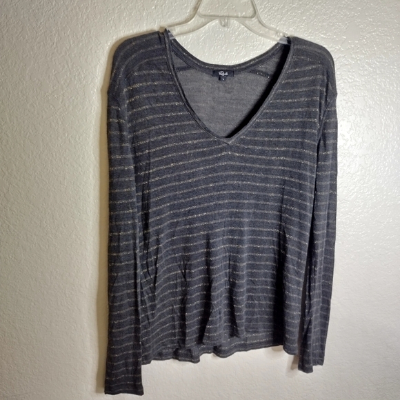 Rails sami charcoal bronze striped v neck lightweight sweater sz L - Picture 2 of 8